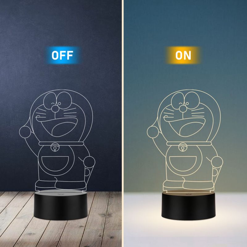 3D Illusion Doraemon Anime Led Night Lamp with Warm White Color Kids Room & Home Decoration Lamp  Best Birthday Gift for Children Girls Boys